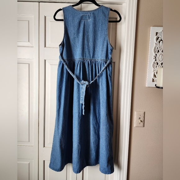 Vintage 90s Denim Button-Down Jumper Dress - Picture 5 of 6